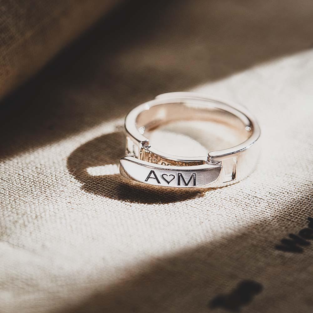 Stackable Name Ring Personalized Custom Name and Date Ring Anniversary Wedding Gift for Her - soufeelmy