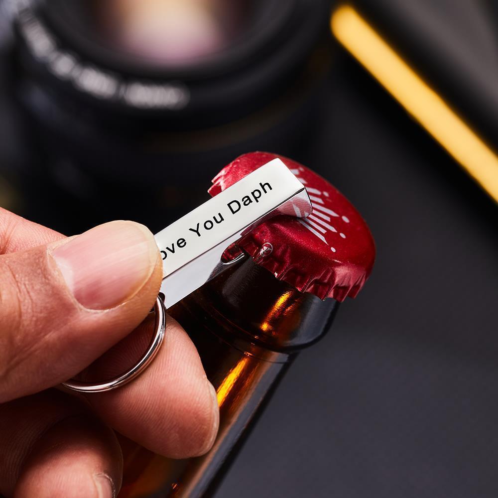 Custom Engraved Keychain Bottle Opener Keychain Gift for Men - 