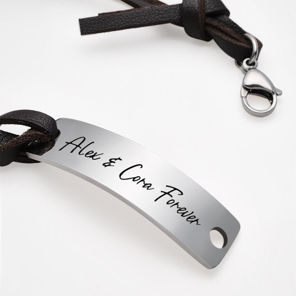 Personalized Engraved Mens Bracelet Date Coordinates Time Initial Boyfriend Couples Name Bracelet - soufeelmy