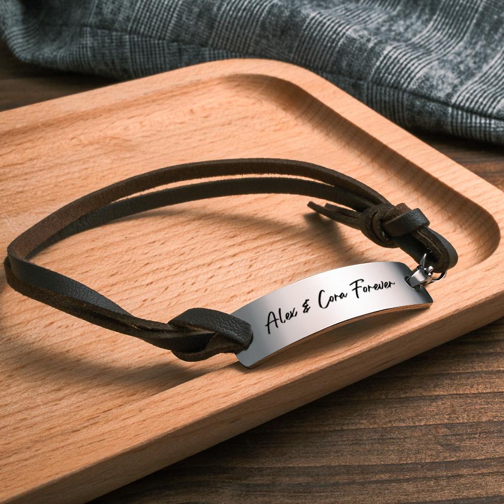 Personalized Engraved Mens Bracelet Date Coordinates Time Initial Boyfriend Couples Name Bracelet - soufeelmy