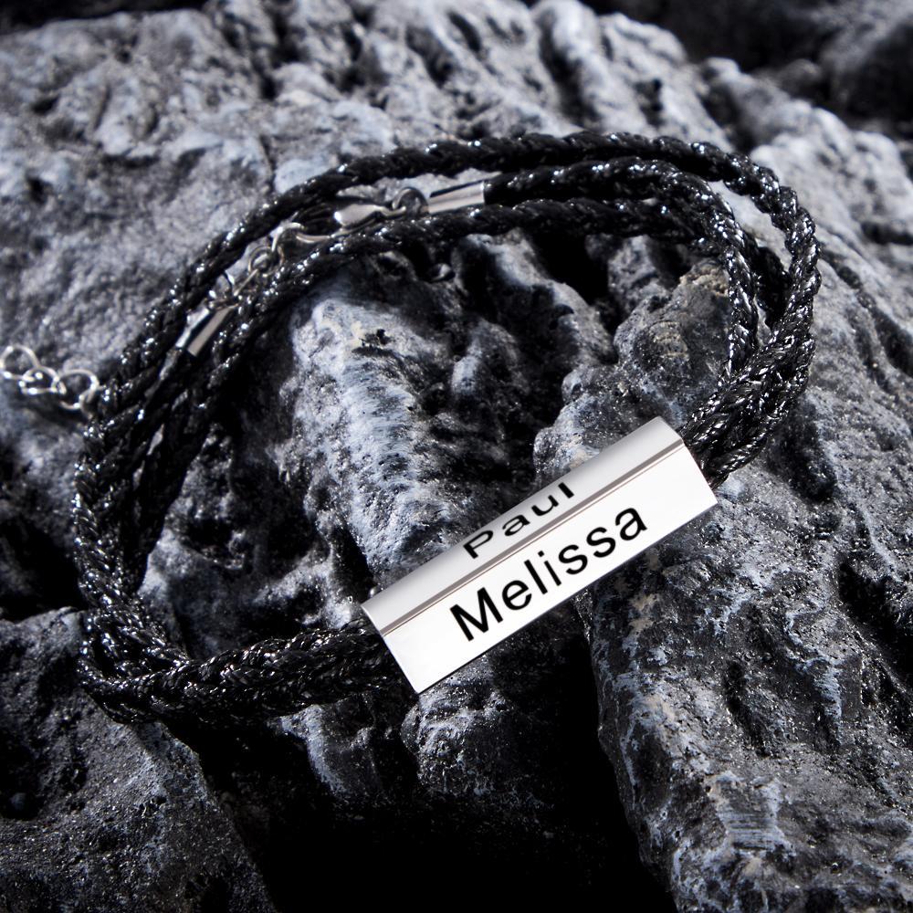 Custom Engraved Bracelet Around Engraved Weave Gifts for Man - soufeelmy