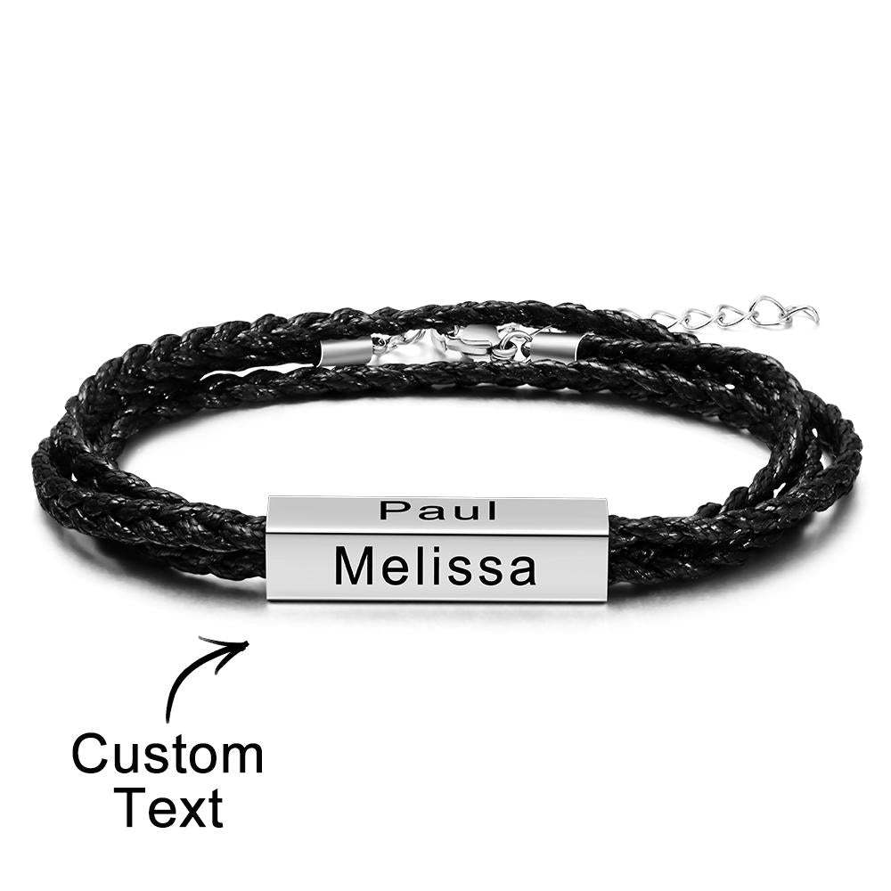 Custom Engraved Bracelet Around Engraved Weave Gifts for Man - soufeelmy