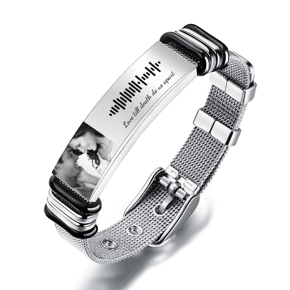 Personalised Photo And Engraved Stainless Steel Bracelet Best Gifts for Men Gift For Romantic Moments - soufeelmy