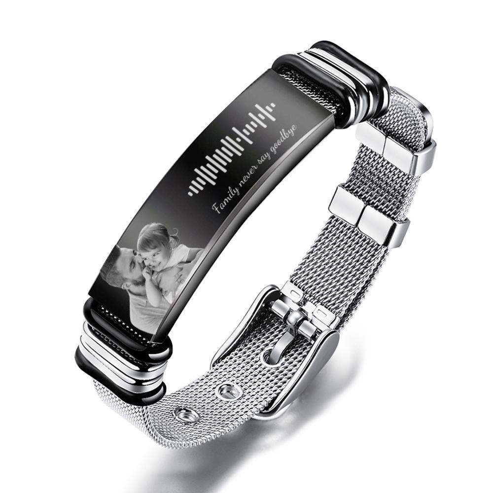 Custom Stainless Steel Men's Bracelet With Personalised Photo And Engraved Words Best Gifts for Dad On Father's Day - soufeelmy