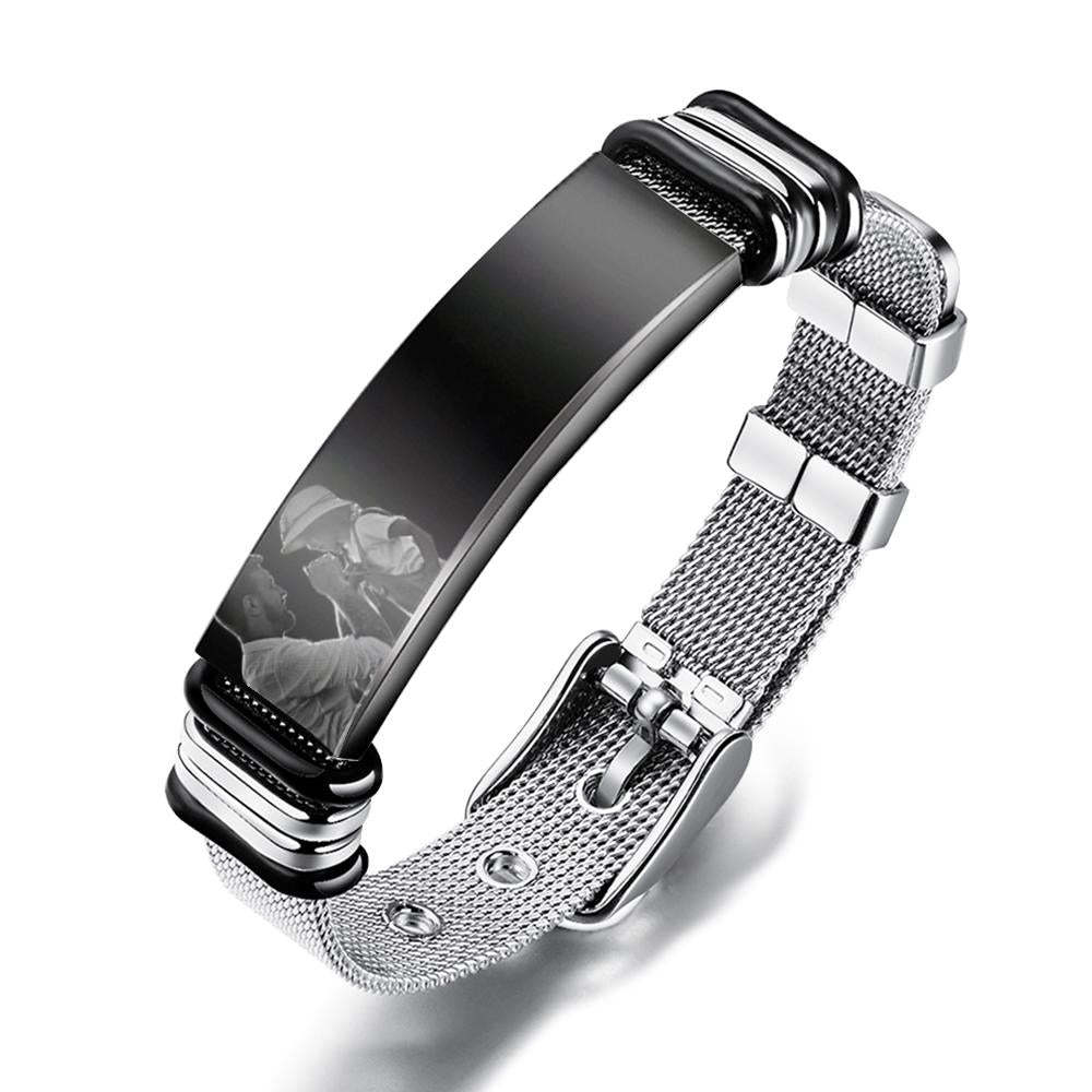 Customized Optional Photo Engraved Spotify Music Stainless Steel Bracelet Best Gifts For Men Gifts For Couples Christmas Gift - soufeelmy