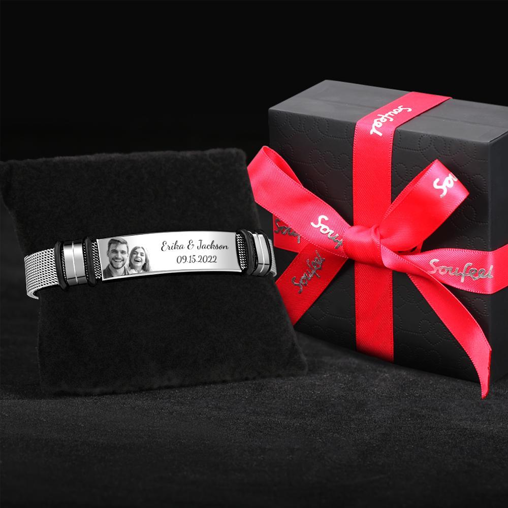 Custom Anniversary Date Engraved Bracelet For Your Beloved One - soufeelmy