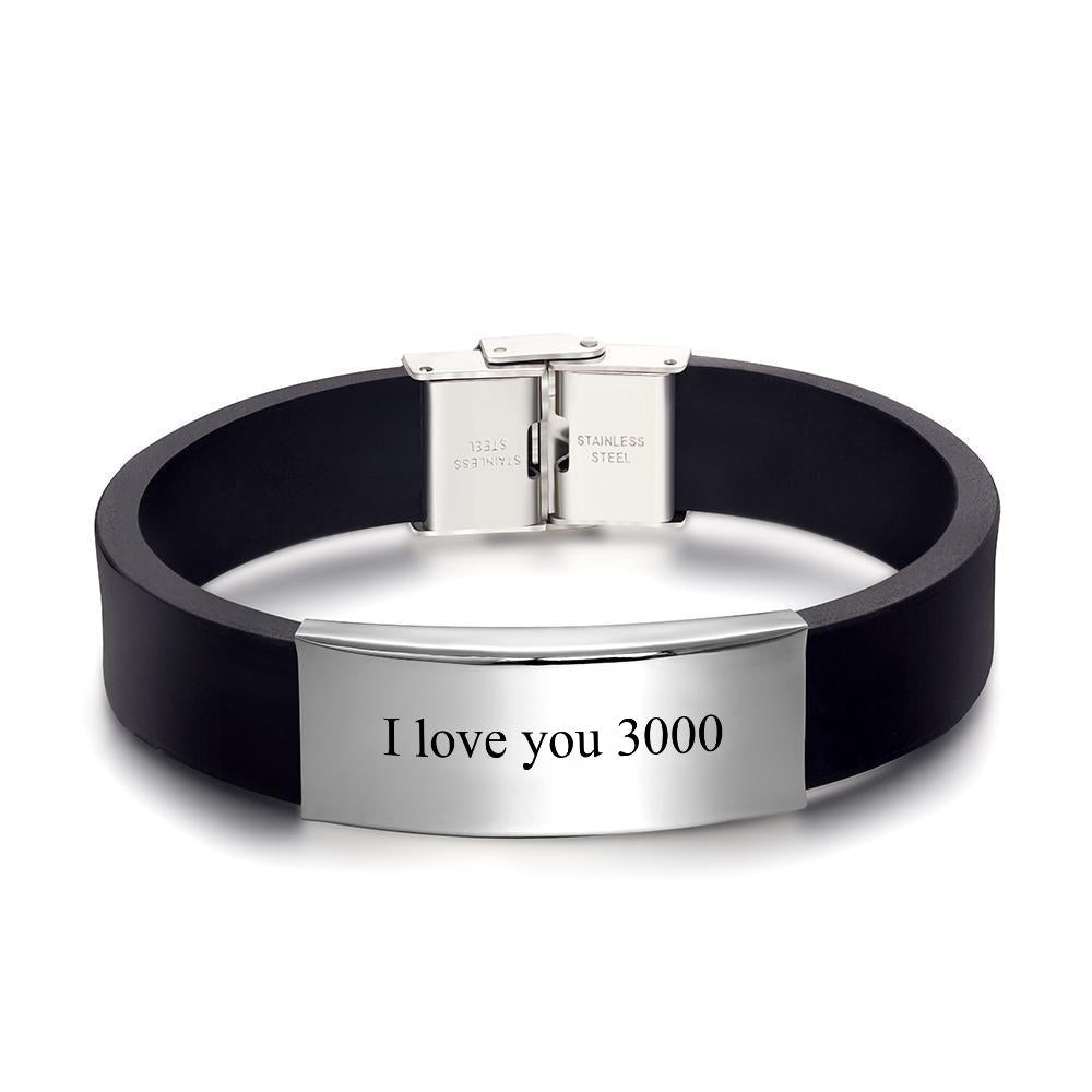 I Love You 3000 Bracelet Custom Leather Bracelet Personalized Engraving Bracelet Black Woven Leather Men's Bracelet - soufeelmy