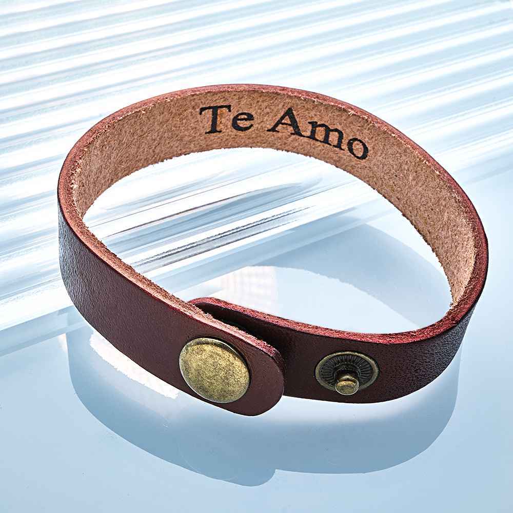 Engraved Leather Bracelet Personalized Vintage Simple Bracelet For Men - soufeelmy