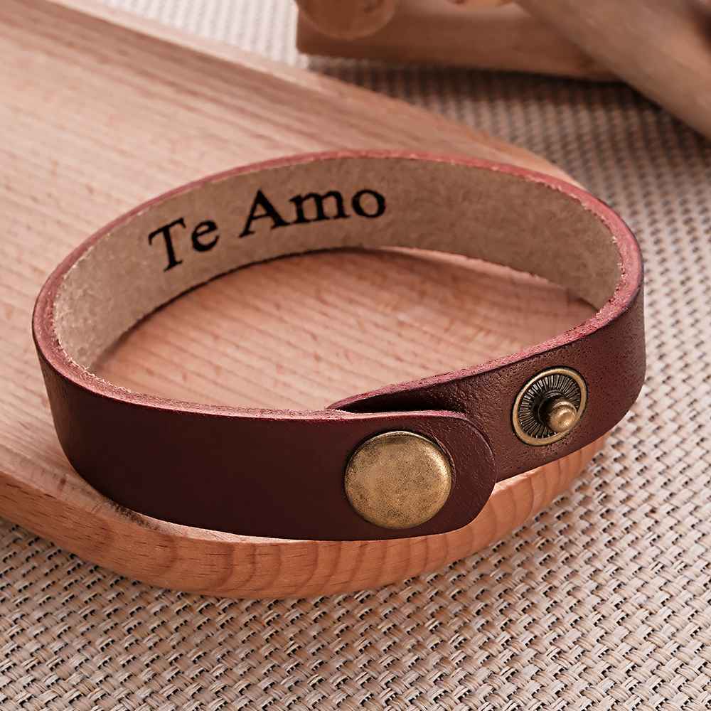 Engraved Leather Bracelet Personalized Vintage Simple Bracelet For Men - soufeelmy