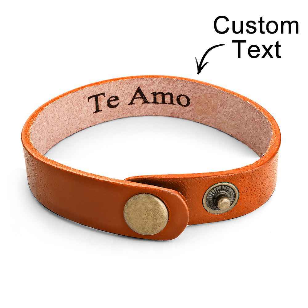 Engraved Leather Bracelet Personalized Vintage Simple Bracelet For Men - soufeelmy