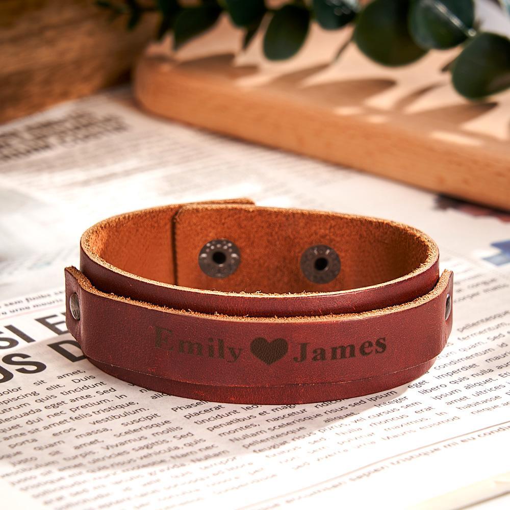 Personalized Leather Bracelet of Secret Message Text for Men Gift for Boyfriend - soufeelmy