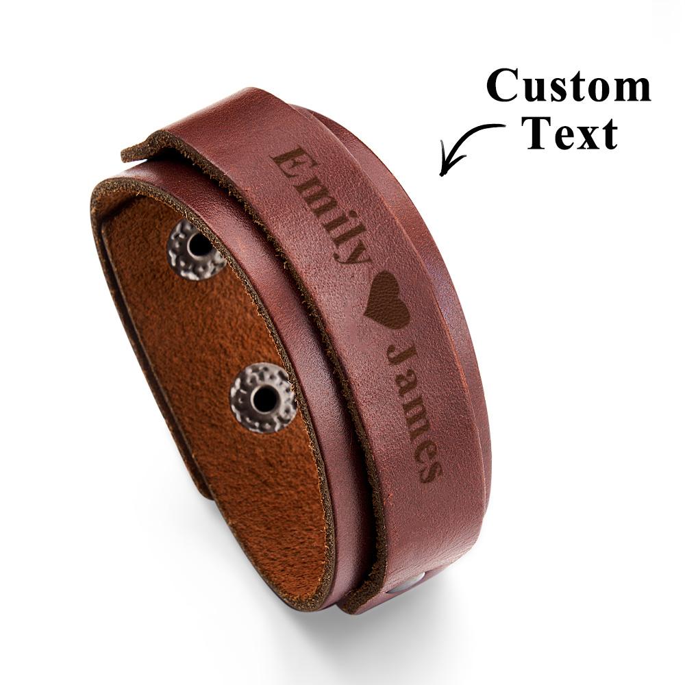 Personalized Leather Bracelet of Secret Message Text for Men Gift for Boyfriend - soufeelmy
