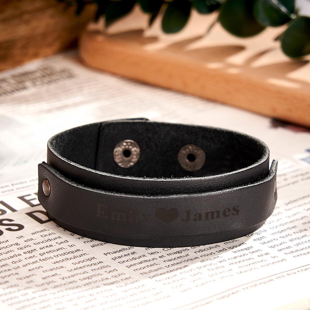 Personalized Leather Bracelet of Secret Message Text for Men Gift for Boyfriend - soufeelmy