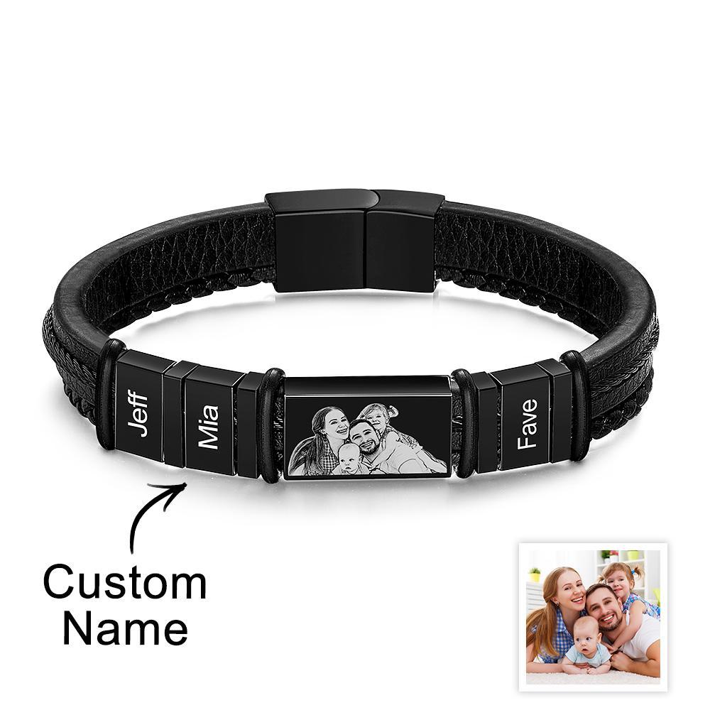 Personalized Bracelets Customized 1-6 Name Bracelets With Photo Souvenir Gift for Man - soufeelmy