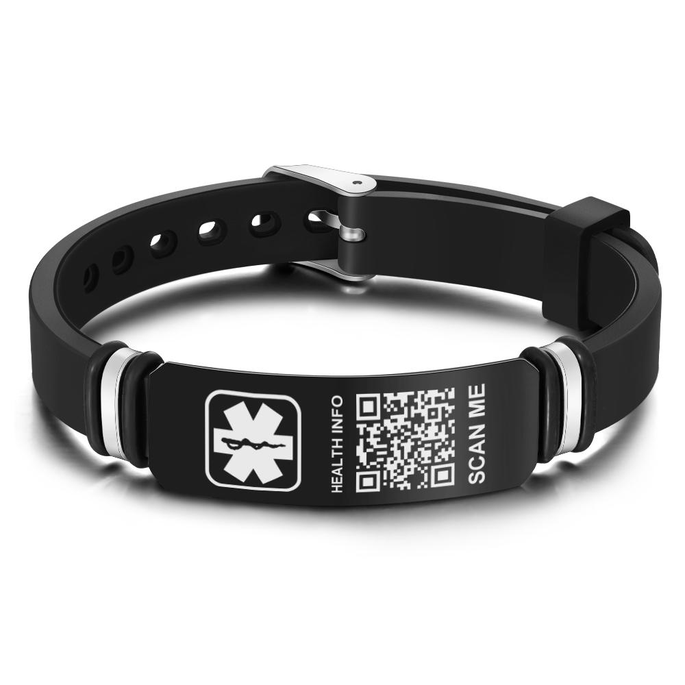 Custom Medical Bracelets with QR Code Custom Emergency Medical Information Men's Gifts - soufeelmy