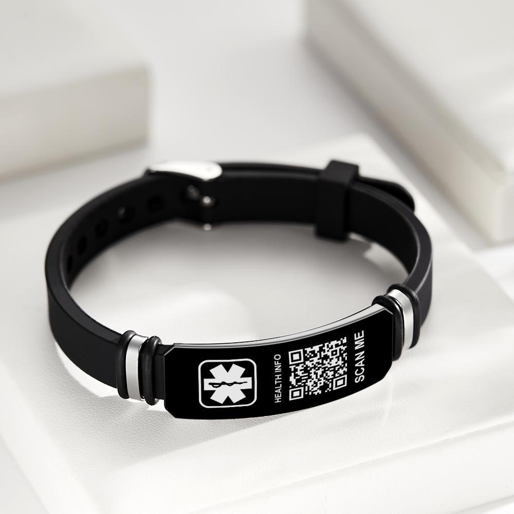 Custom Medical Bracelets with QR Code Custom Emergency Medical Information Men's Gifts - soufeelmy