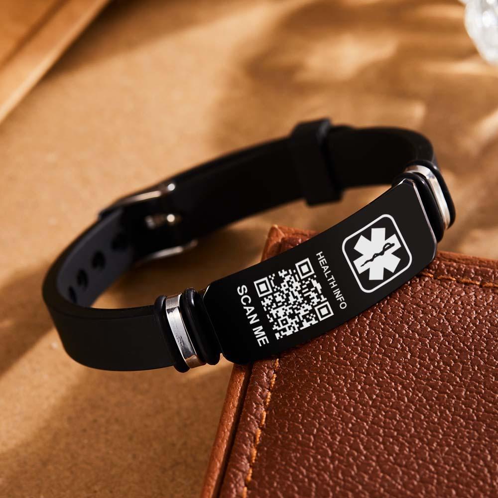 Custom Medical Bracelets with QR Code Custom Emergency Medical Information Men's Gifts - soufeelmy