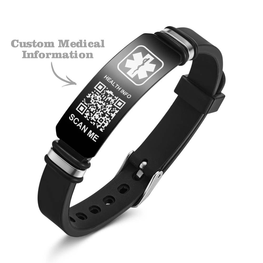 Custom Medical Bracelets with QR Code Custom Emergency Medical Information Men's Gifts - soufeelmy