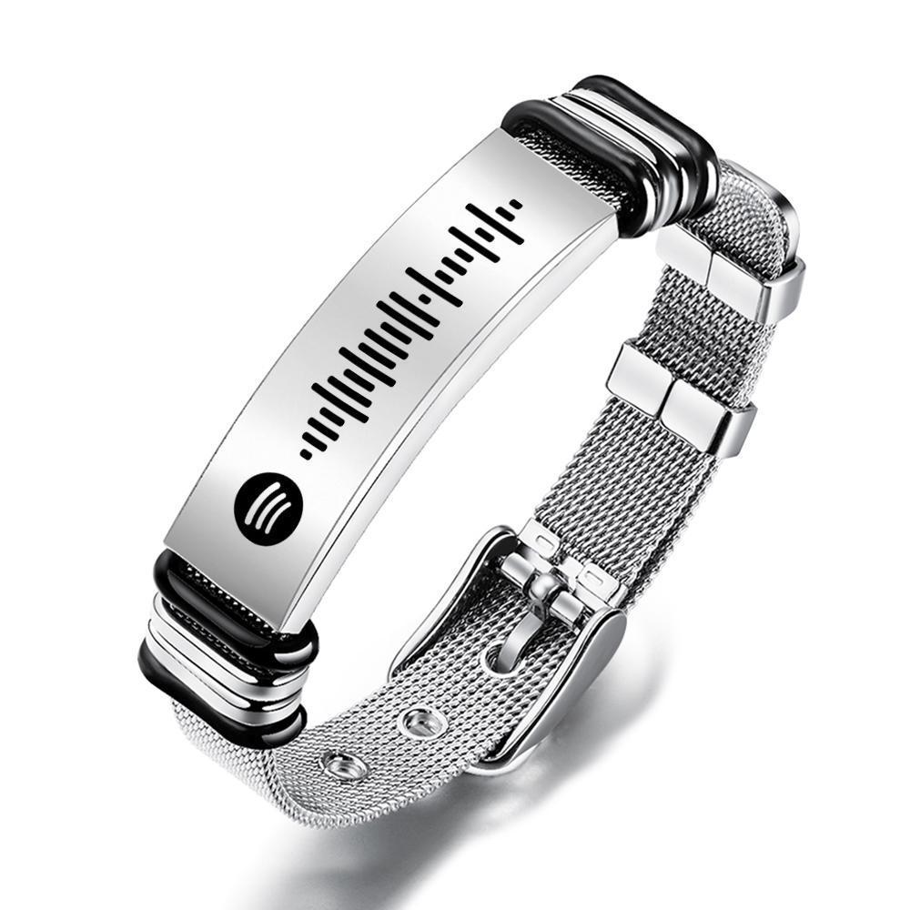 Scannable Spotify Code Bracelet Men's Bracelet Custom Music Song Bracelet Stainless Steel Gifts for Him - 