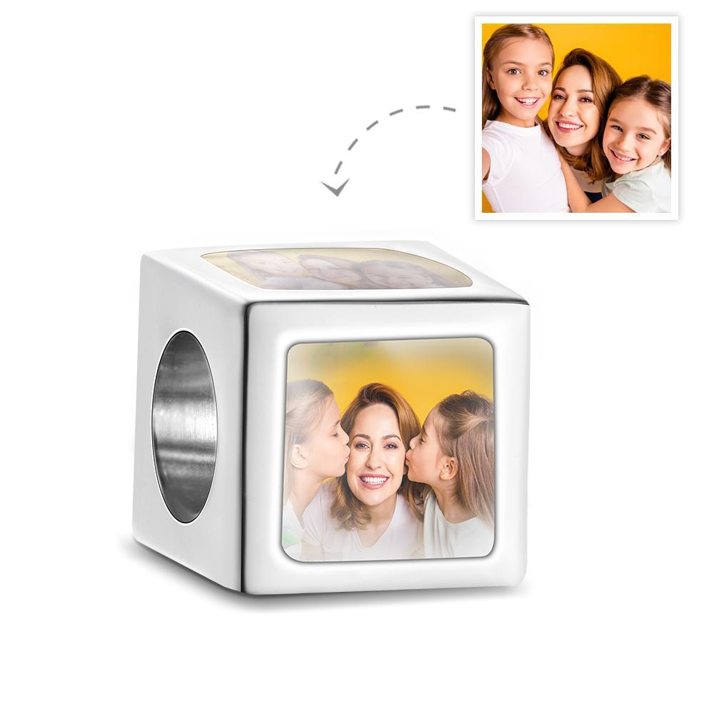 Custom Four-Sided Photo Charm Square Copper Charm Creative Gift For Mom - soufeelmy