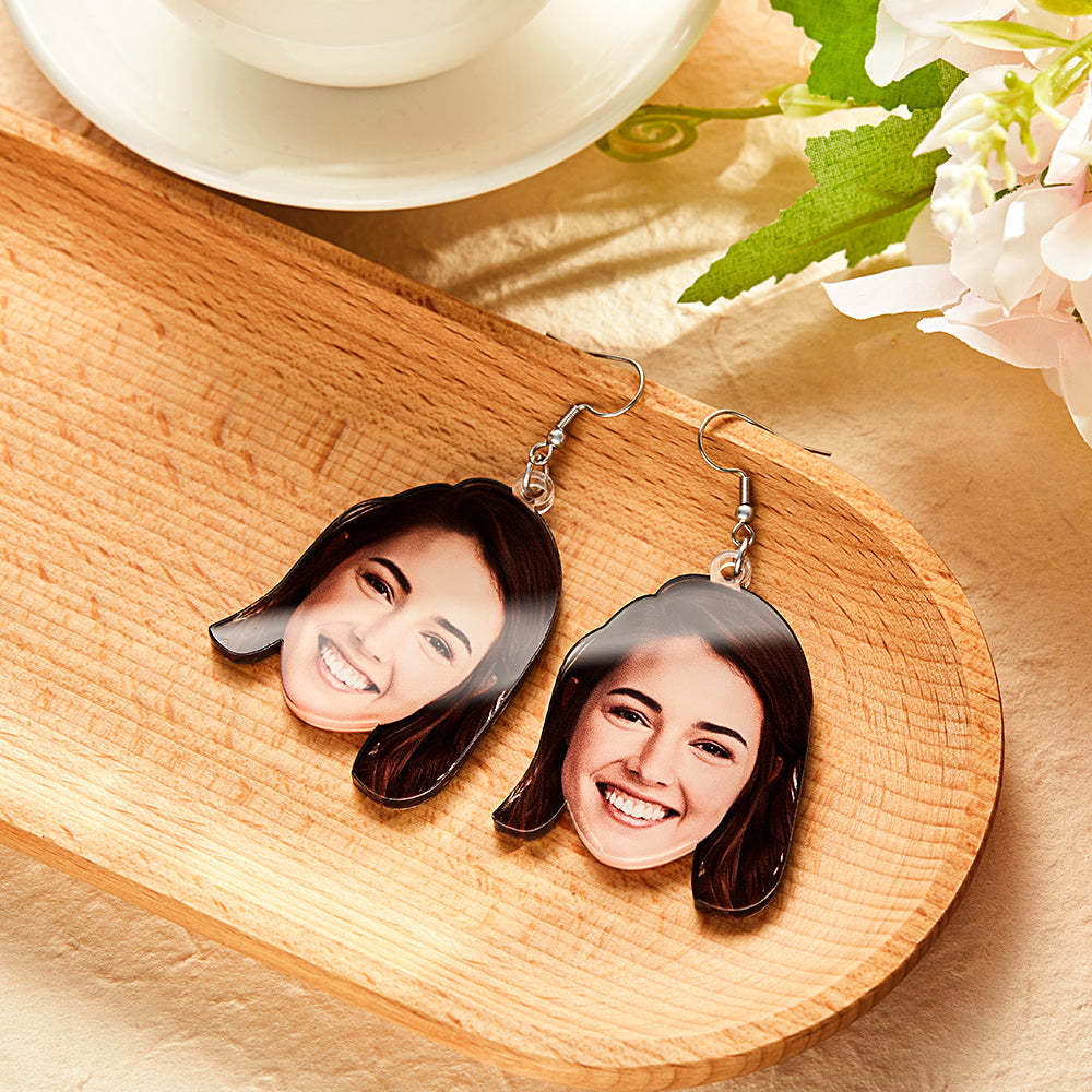 Custom Photo Face Earrings Acrylic Earrings Personalized Face Earrings Gift - soufeelmy