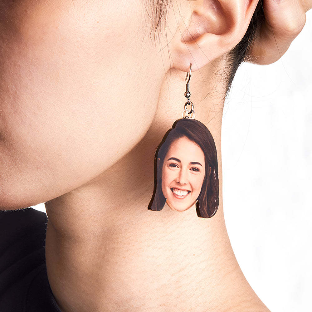 Custom Photo Face Earrings Acrylic Earrings Personalized Face Earrings Gift - soufeelmy