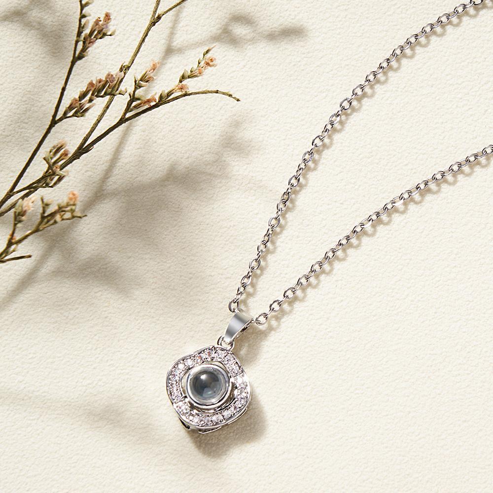 Personalized Photo Projection Necklace Charming Rhinestone Pendant Jewelry Gift For Her - soufeelmy