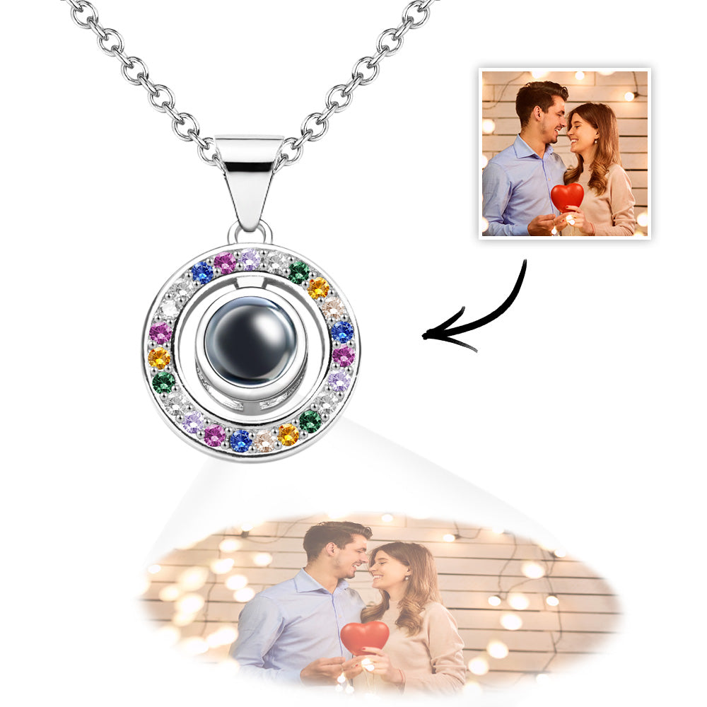 Custom Photo Projection Colorful Rhinestone Necklace Personalized Graceful Pendant Jewelry Gifts For Her - soufeelmy