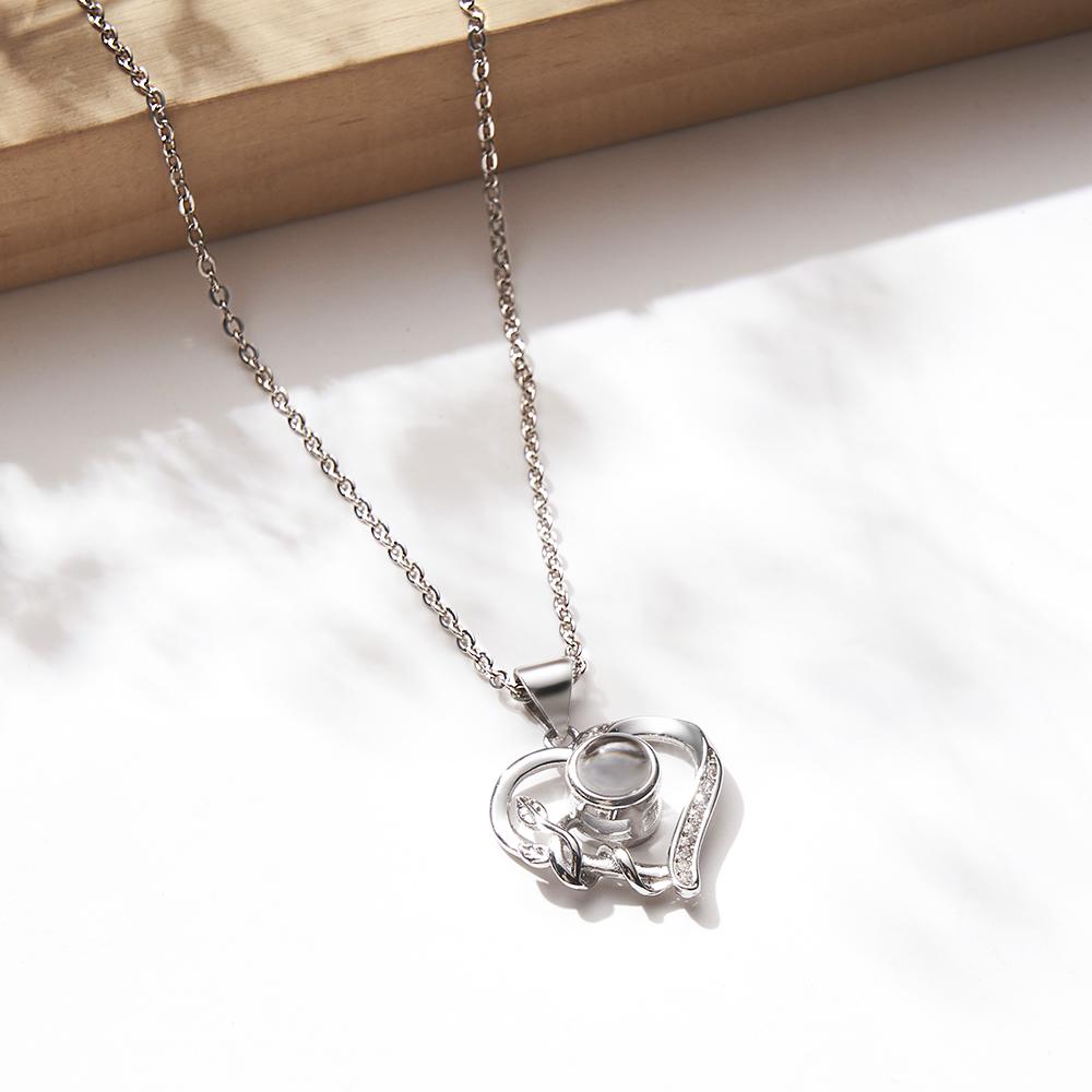 Custom Photo Projection Winding Flower Necklace Personalized Charming Pendant Jewelry Gifts For Her - soufeelmy