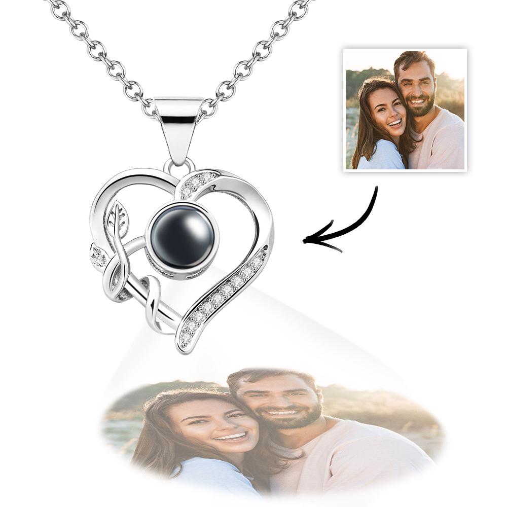 Custom Photo Projection Winding Flower Necklace Personalized Charming Pendant Jewelry Gifts For Her - soufeelmy