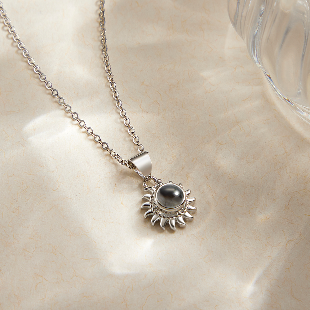 Custom Photo Projection Sunflower Necklace Personalized Stylish Pendant Jewelry Gifts For Her - soufeelmy