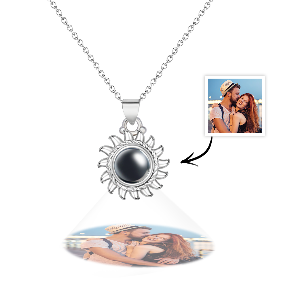 Custom Photo Projection Sunflower Necklace Personalized Stylish Pendant Jewelry Gifts For Her - soufeelmy