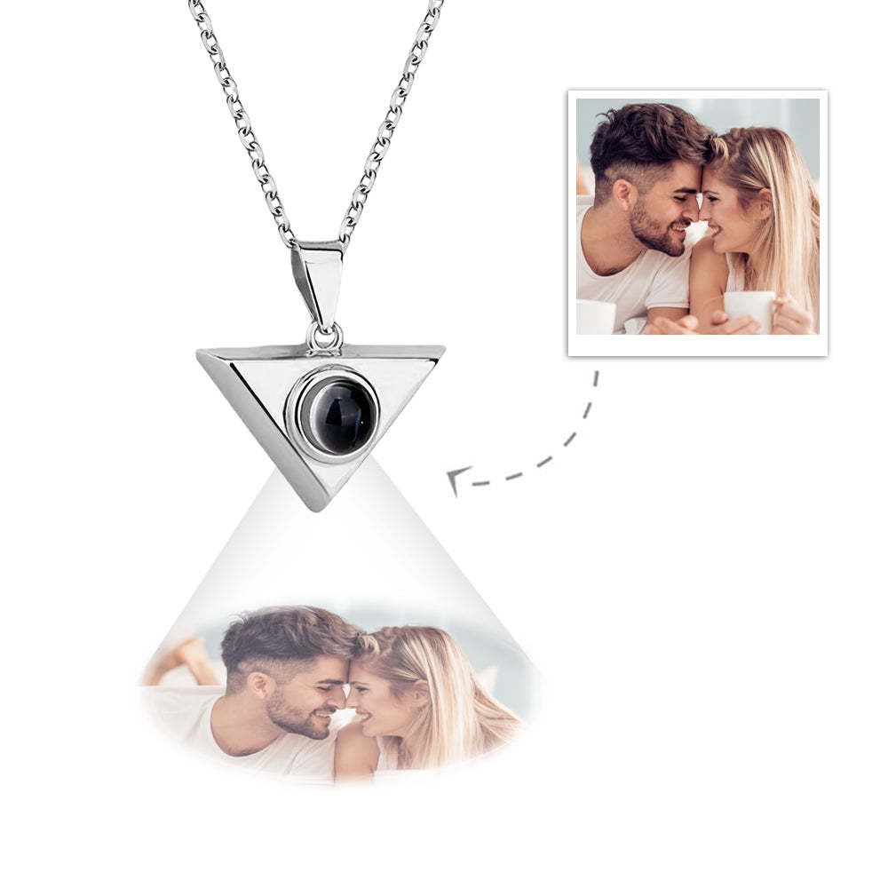 Custom Projection Necklace Triangle Photo Necklace Gift for Couples - soufeelmy