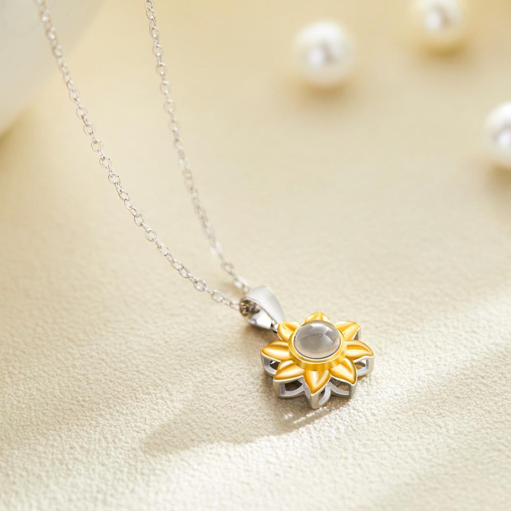 Custom Photo Projection Necklace Sun Flower Exquisite Gifts - soufeelmy