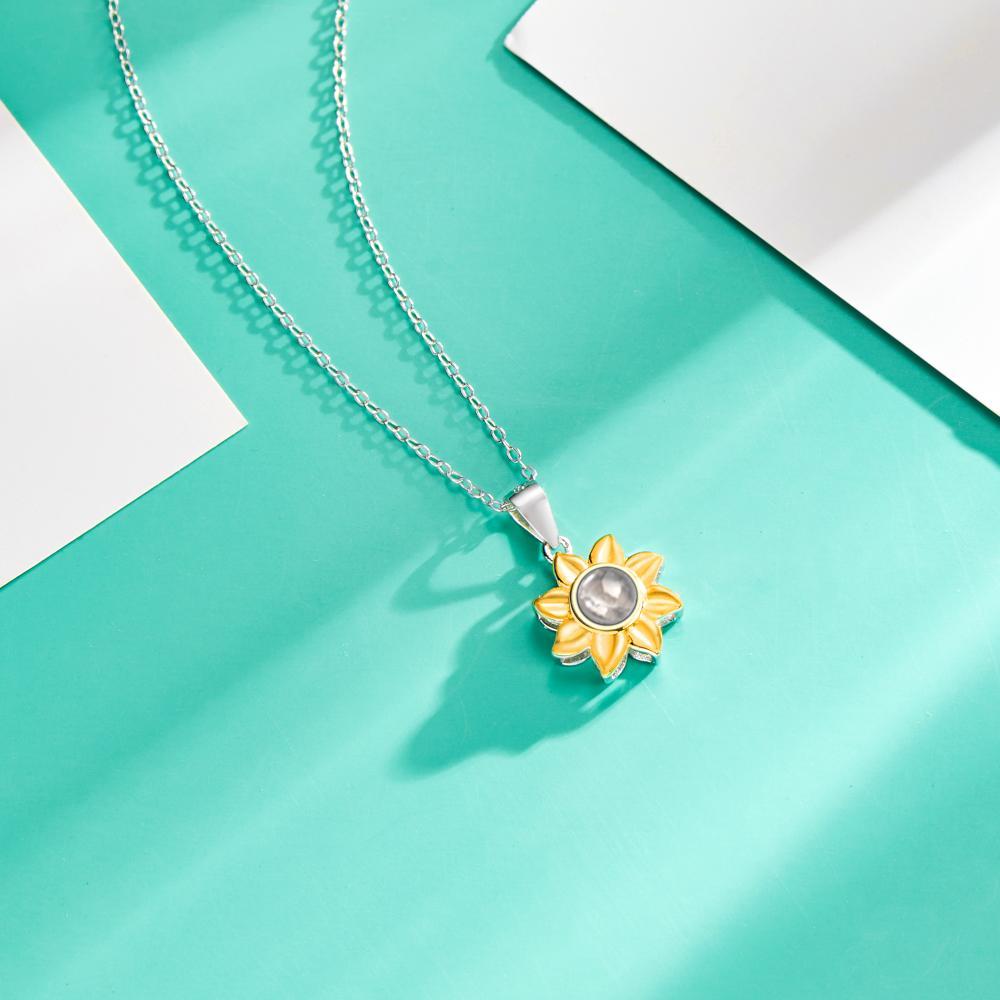 Custom Photo Projection Necklace Sun Flower Exquisite Gifts - soufeelmy