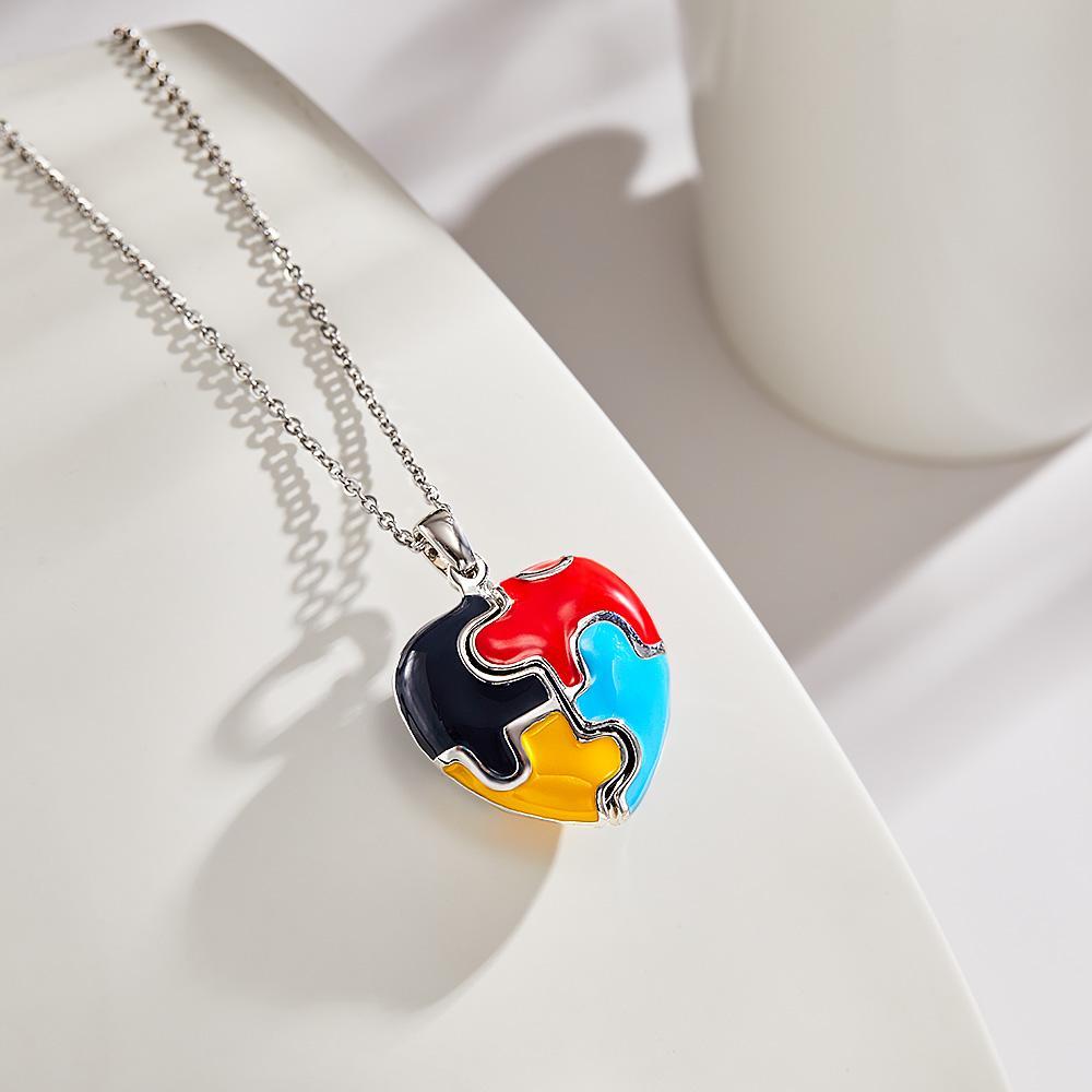 Custom Photo Necklace Colorful Heart Shaped Pendant Necklace Gift for Women - soufeelmy