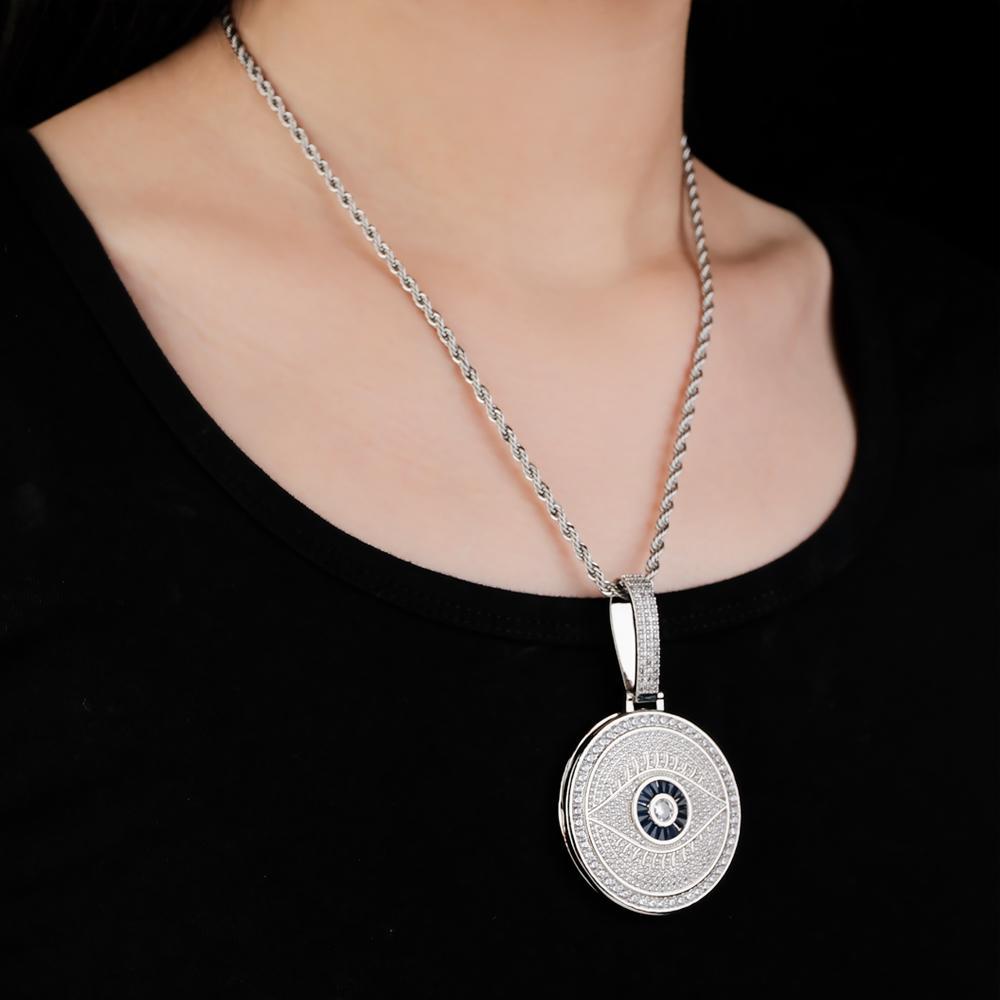 Custom Photo Necklace Evil Eye Pendant Hip Hop Gifts - soufeelmy