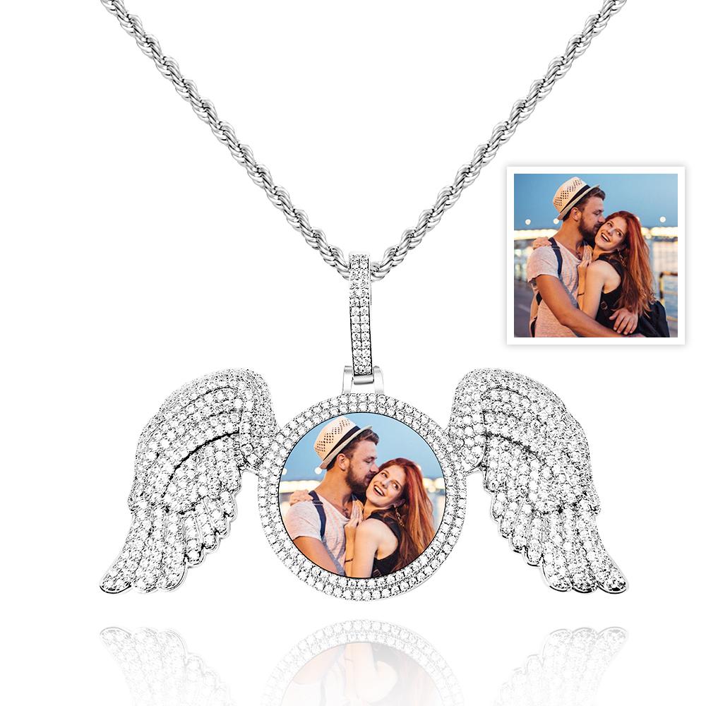 Custom Photo Necklace Angel Wings Sweater Chain Gifts - soufeelmy