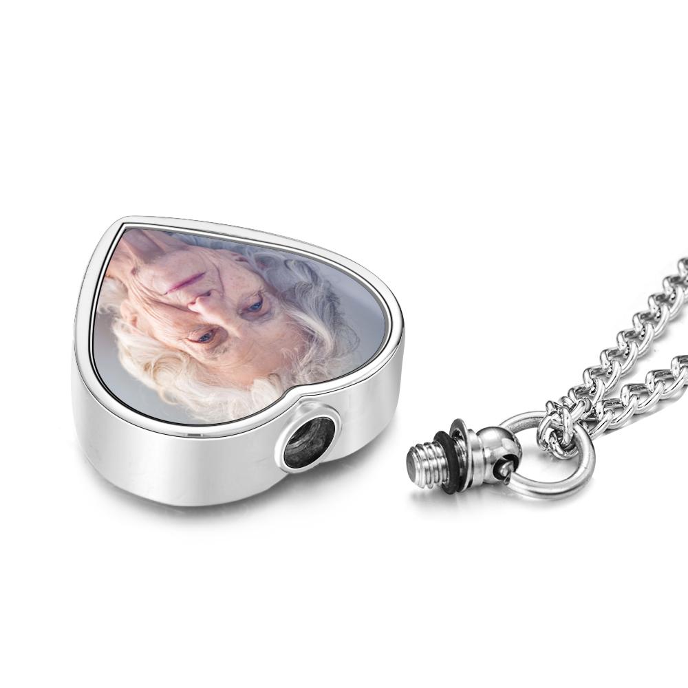 Personalized Photo Cremation Urn Necklace for Ashes Custom Picture Heart Locket Necklace Keepsake Cremation Jewelry Memorial Pendant Ashes Necklaces for Women Men Pets - soufeelmy