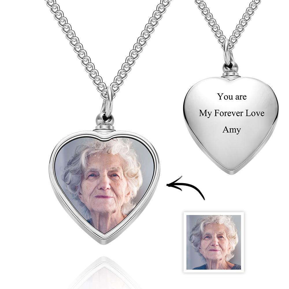 Personalized Photo Cremation Urn Necklace for Ashes Custom Picture Heart Locket Necklace Keepsake Cremation Jewelry Memorial Pendant Ashes Necklaces for Women Men Pets - soufeelmy