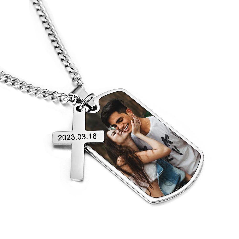 Personalized Necklace for Men Custom Photo and Engraving Necklace Couple Gift - soufeelmy