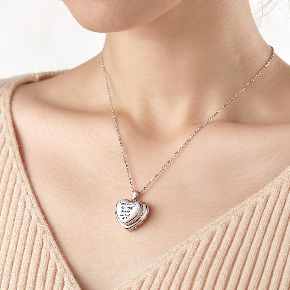 Locket Necklace I Love You to The Moon and Back Locket Pendant 4 Photos Locket Gift for Women - soufeelmy