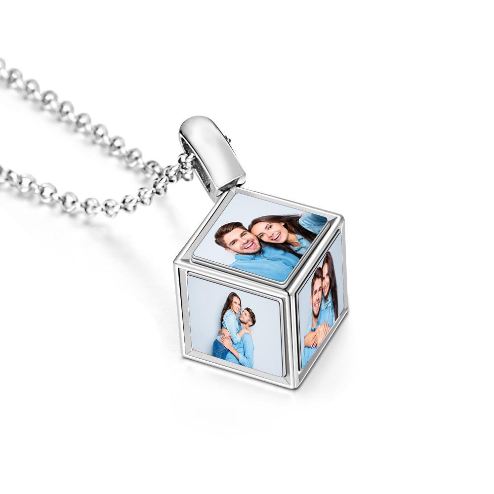 Cube Photo Sublimation Necklace with Custom Design Memorial Gifts for Couple - soufeelmy