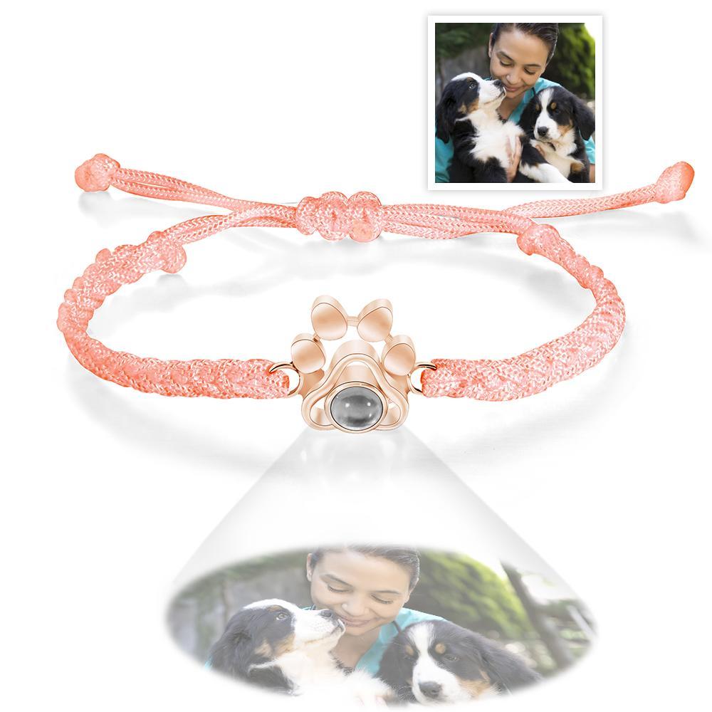 Custom Dog Paw Photo Projection Bracelet Braided Rope Bracelet Gift for Pet Lover - soufeelmy