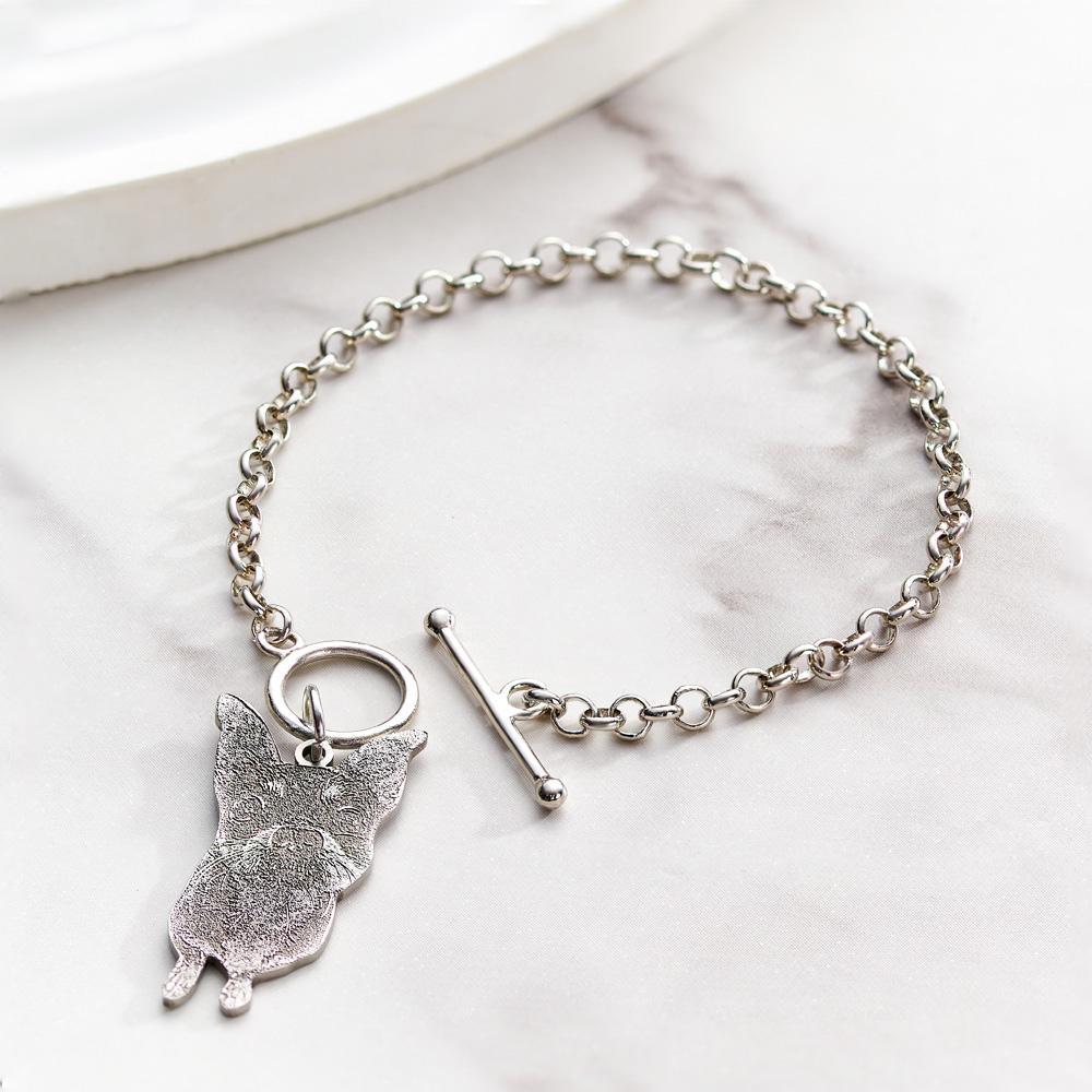 Dog Photo Bracelet Dog Engraving Bracelet Dog Memorial Pet Bracelet Custom Bracelet Pet Jewelry Gift for Her - soufeelmy