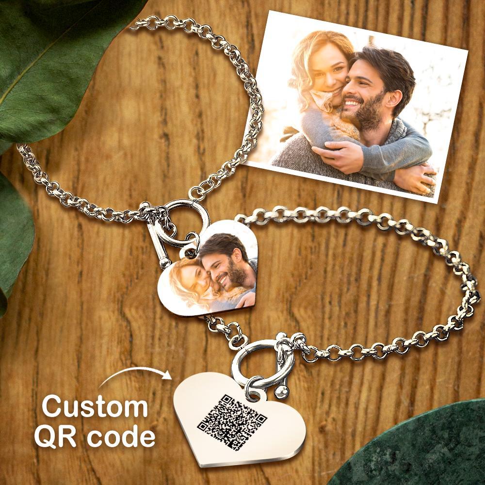 Custom QR Code Bracelets Photo Bracelets with Heart Gifts