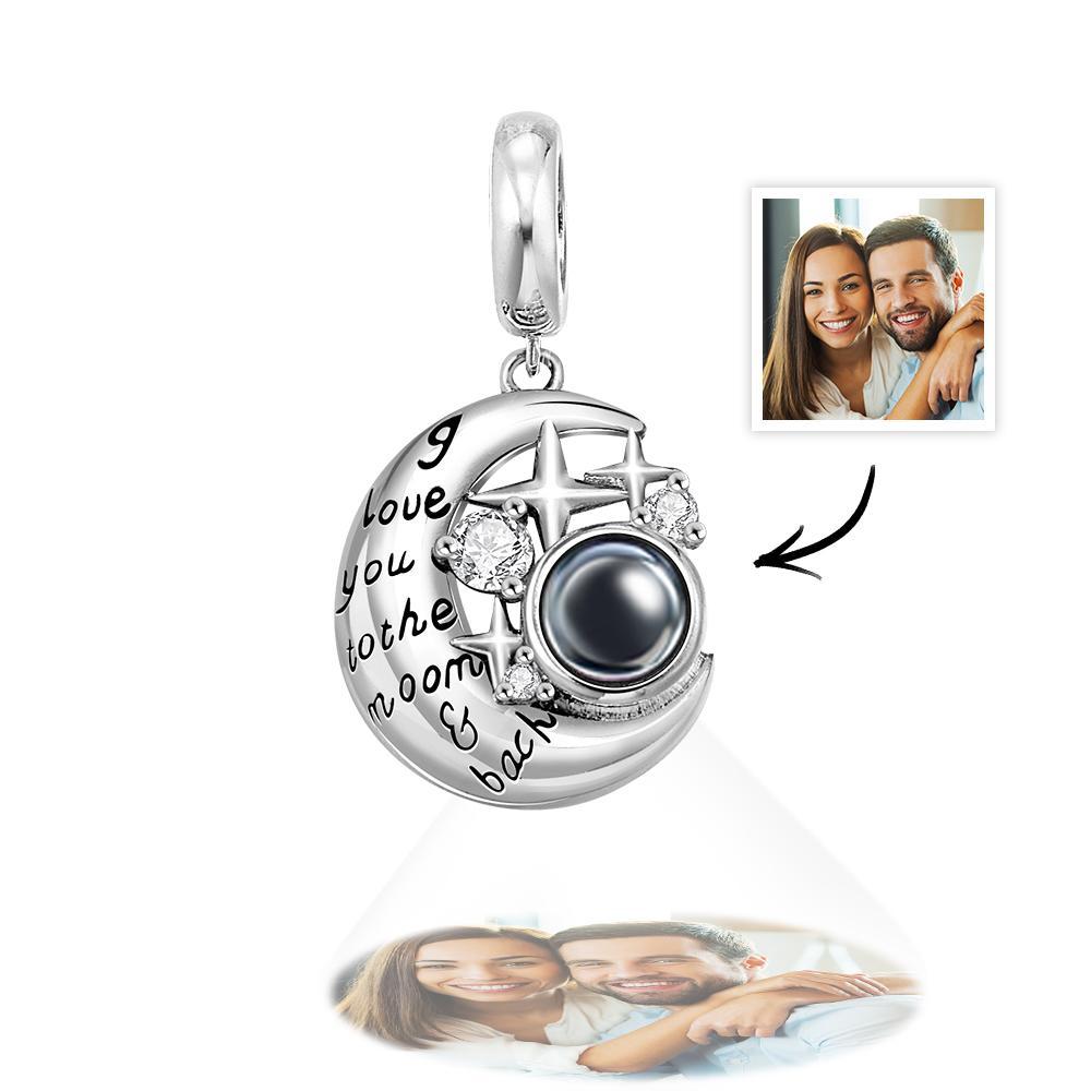 Personalized I Love Moon and Star Pendant Dangle Projection Charm for Bracelet - soufeelmy