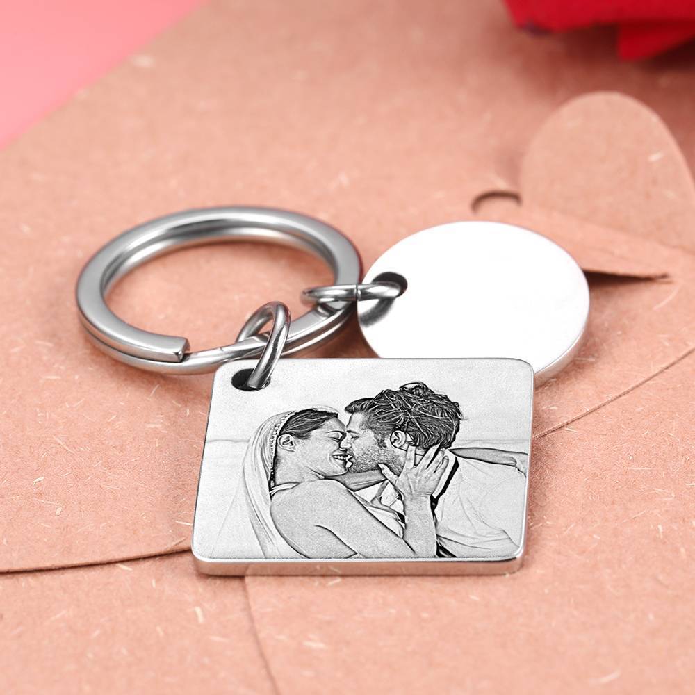 Custom Photo Engraved Calendar Silver Keyring Key Chain | Best Anniversary Gift - soufeelmy