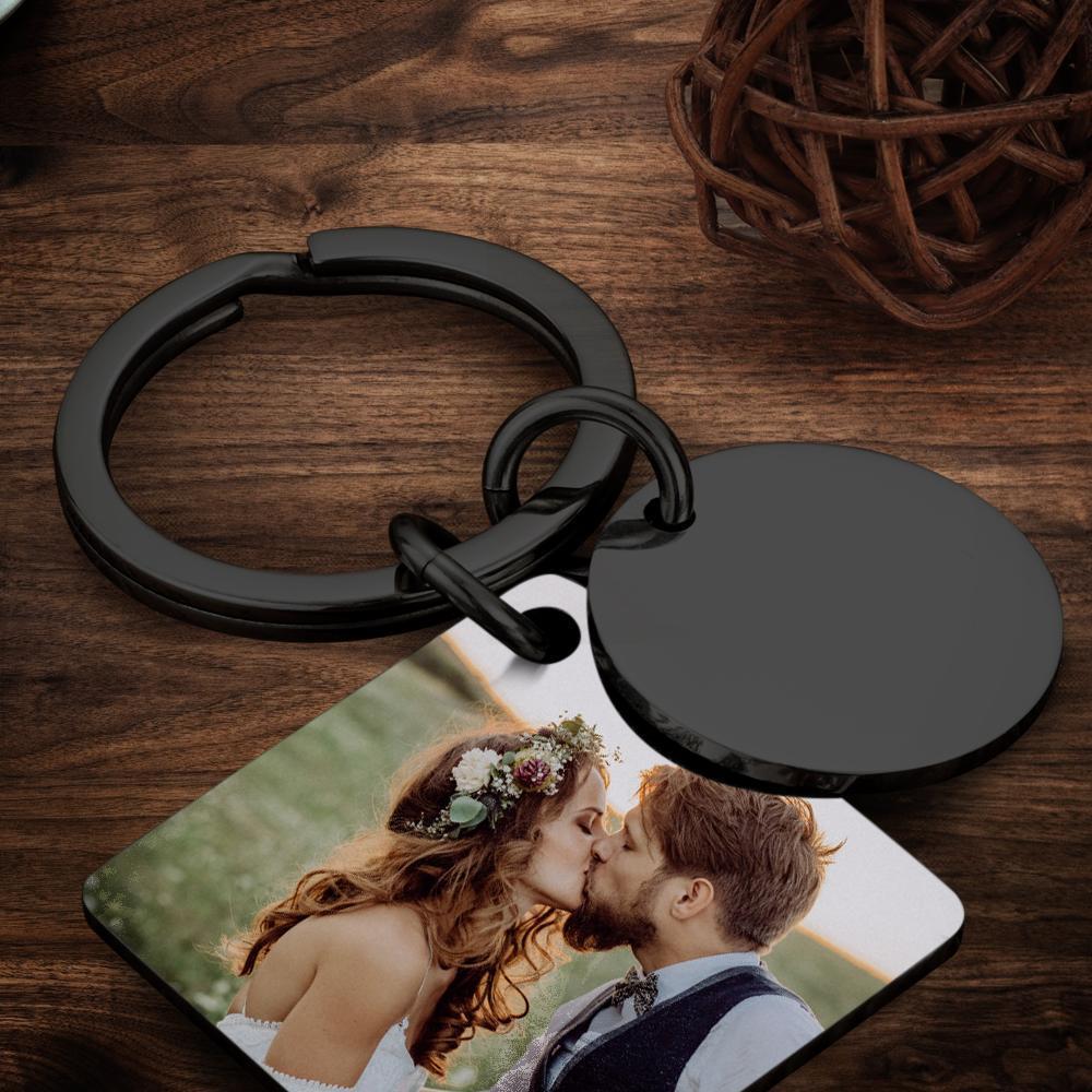 Custom Photo Keychain Engraved Calendar Keychain Gifts Black - 