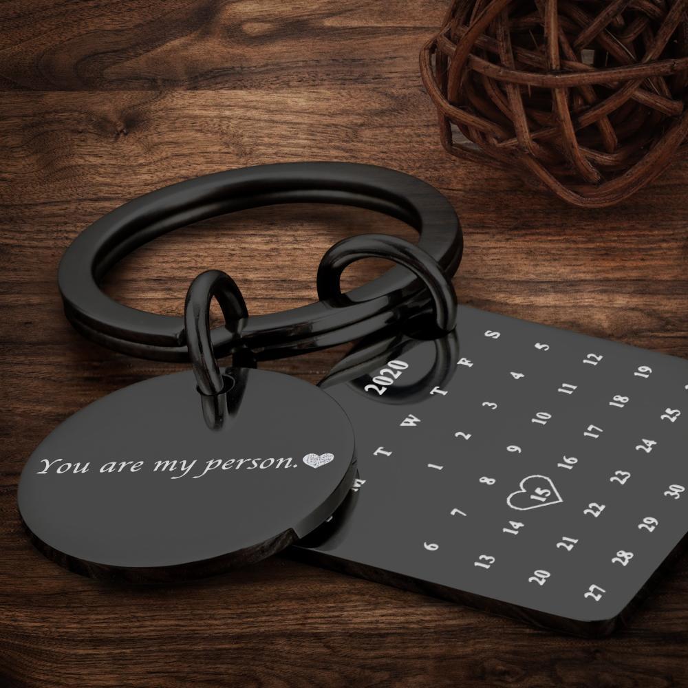 Custom Calendar Keychain Engraved Photo Keychain Gifts Rose Gold -